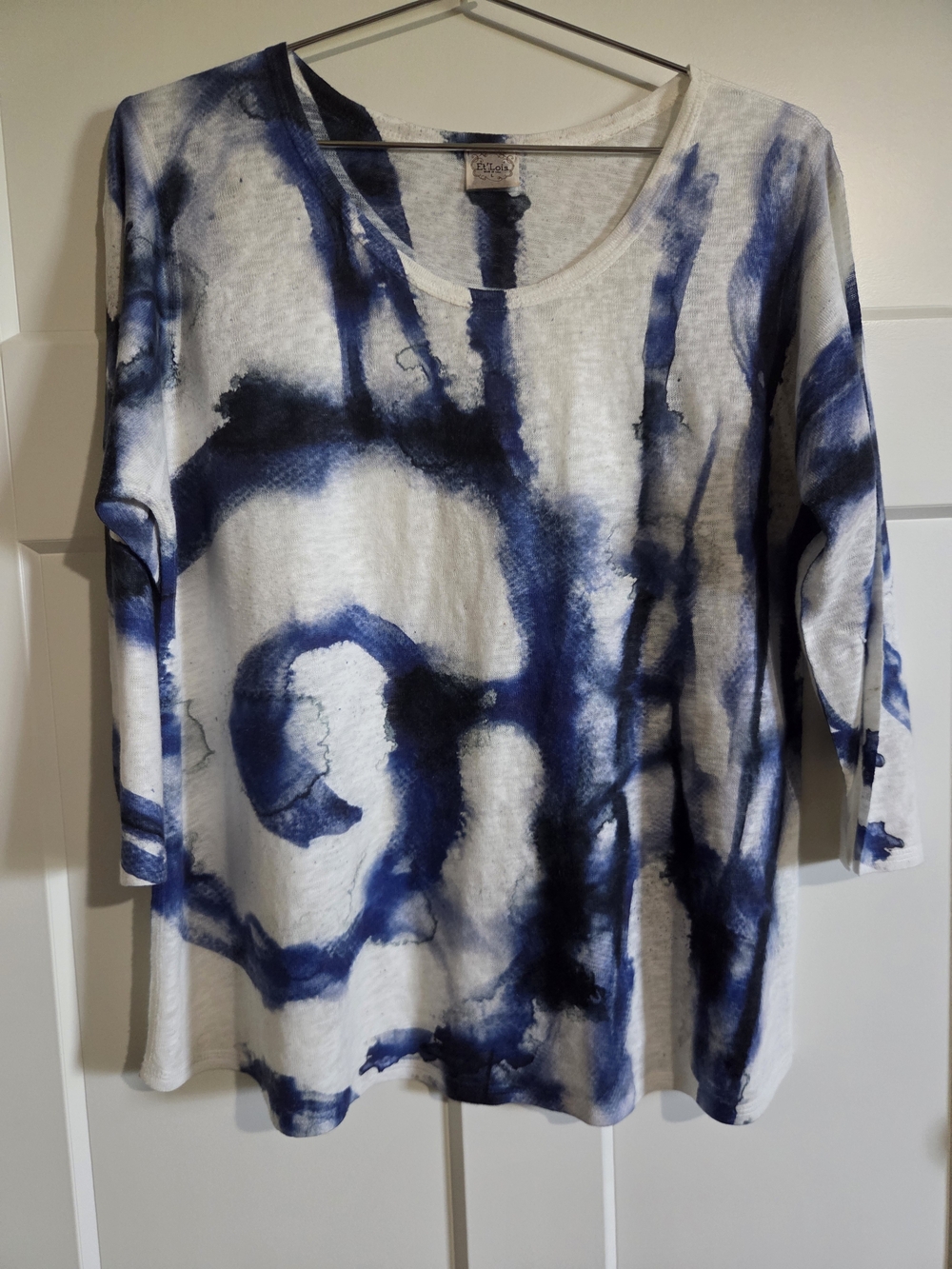 Tie-Dye Navy & White Long Sleeve Tee - Relaxed Fit